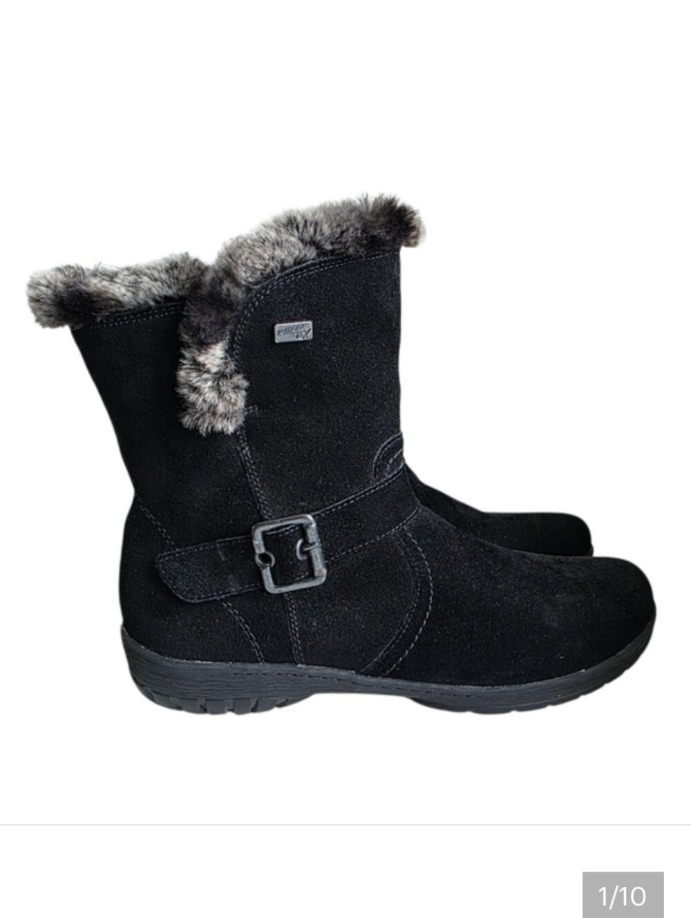 Remonte by Rieker Black Suede Fur Lined Ankle Boots EU 39 Winter Zip Booties - Picture 2 of 10